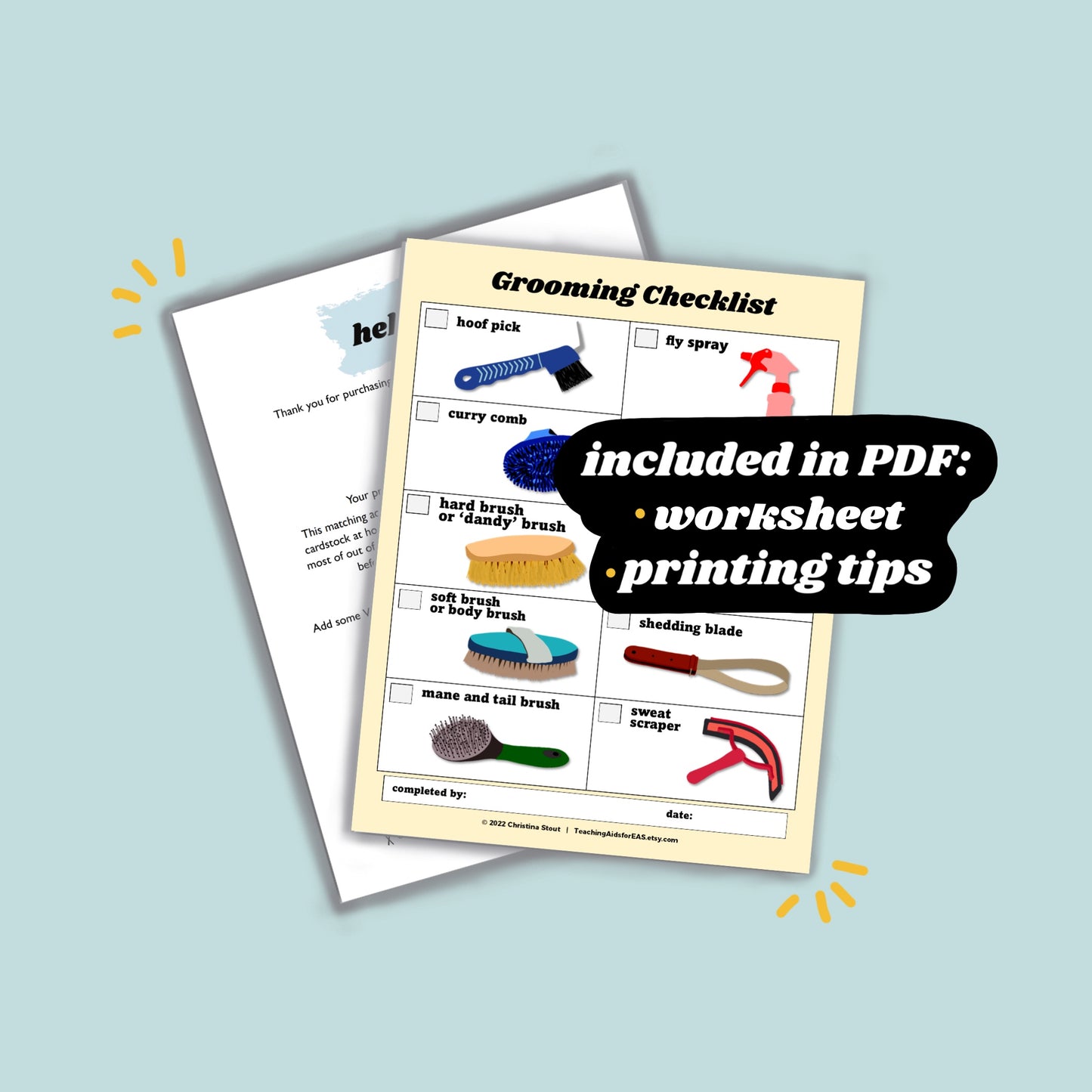 grooming checklist - PDF download - Teaching Aids for EAS