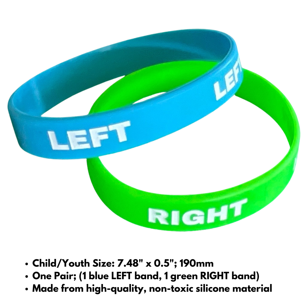 left/right silicone wristband, set of 2