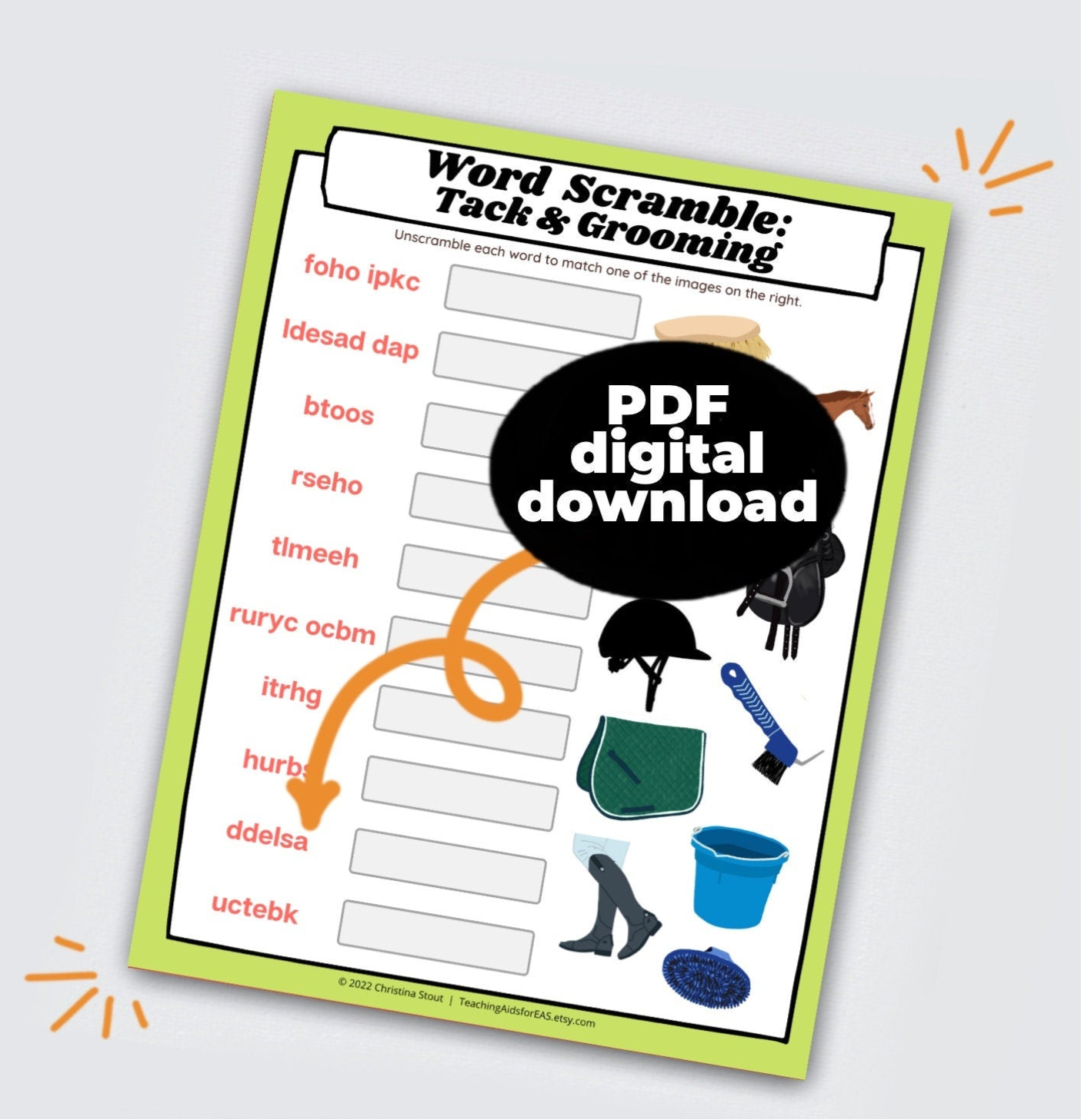 word scramble, grooming & tacking - PDF download