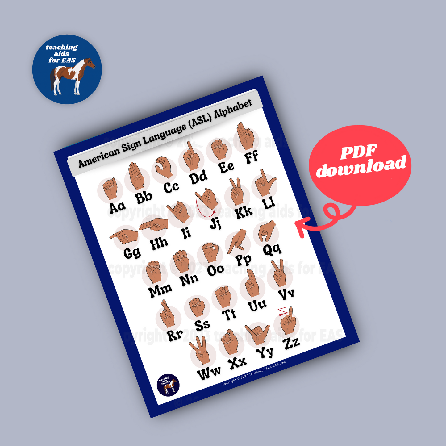 ASL alphabet poster - PDF download