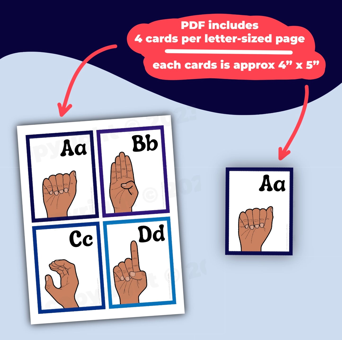 ASL alphabet flashcards - PDF download