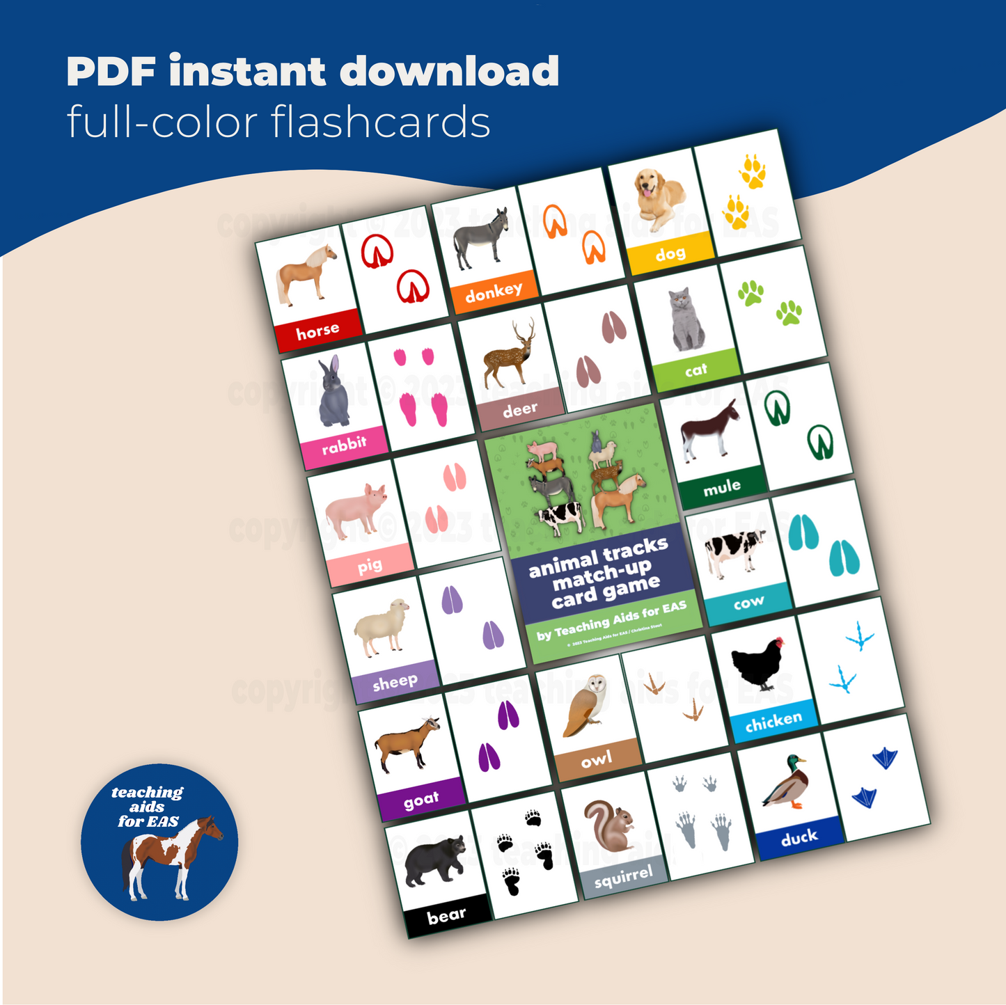 animal tracks matching game - PDF download - Teaching Aids for EAS