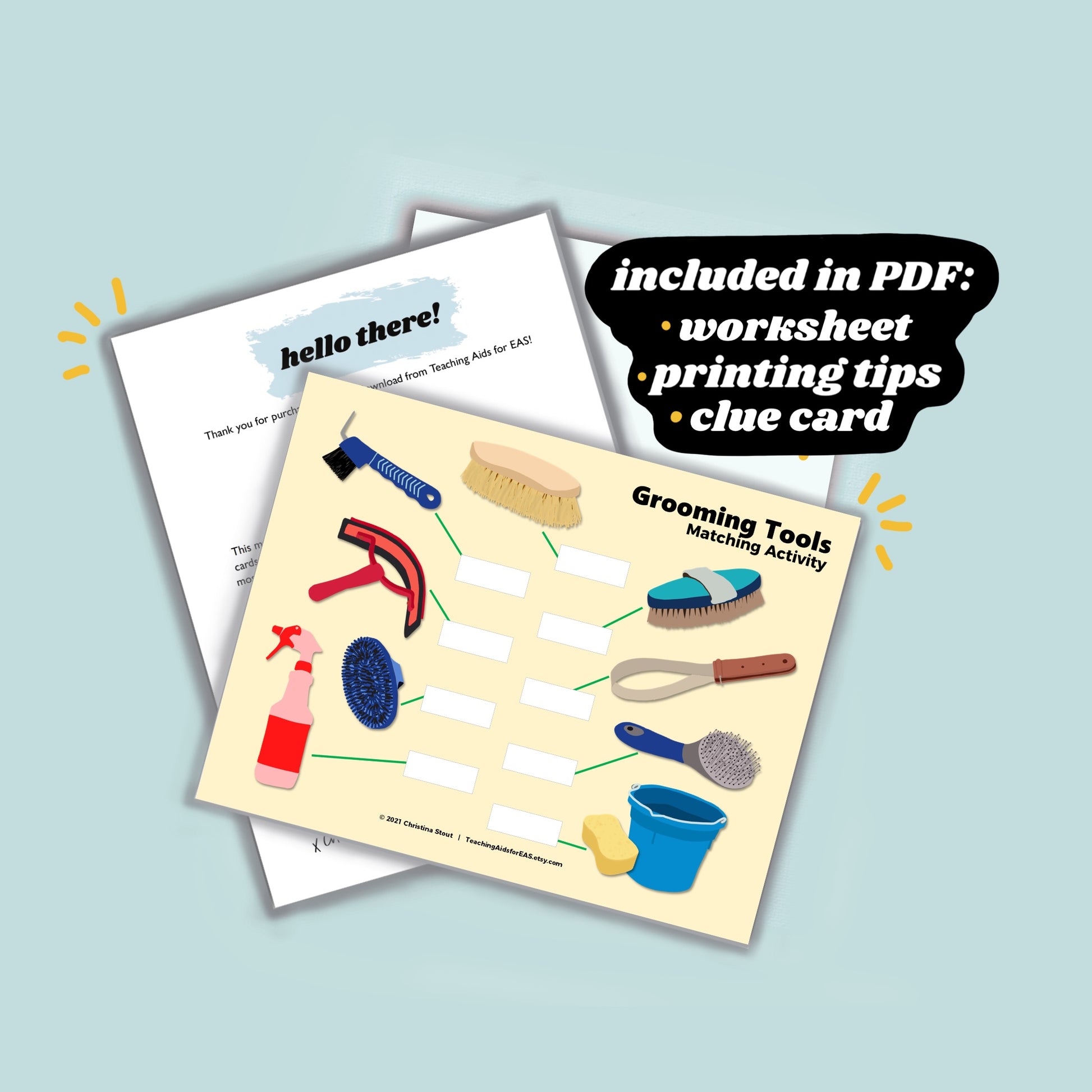 grooming tools worksheet - PDF download - Teaching Aids for EAS