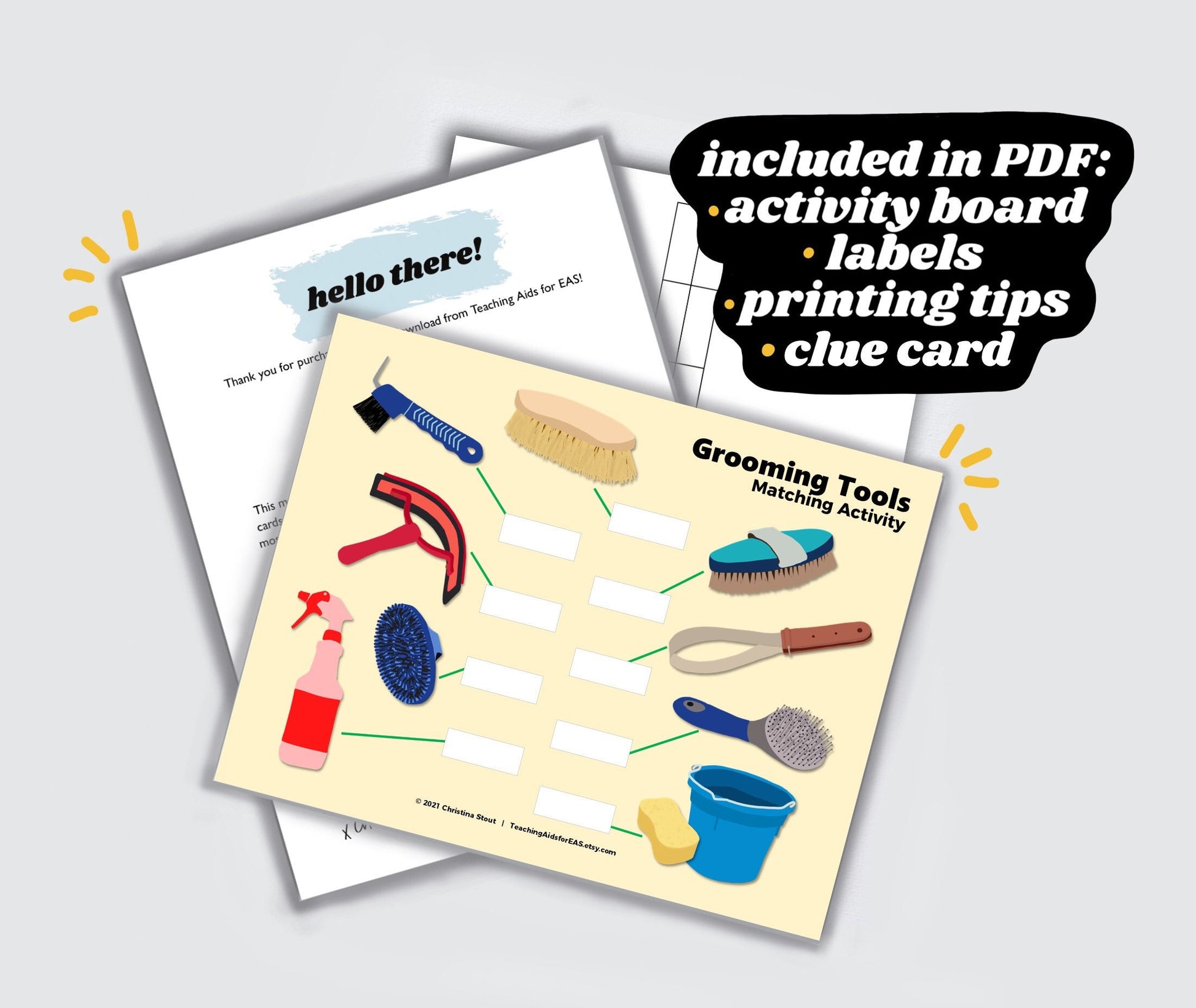 grooming tools worksheet - PDF download - Teaching Aids for EAS