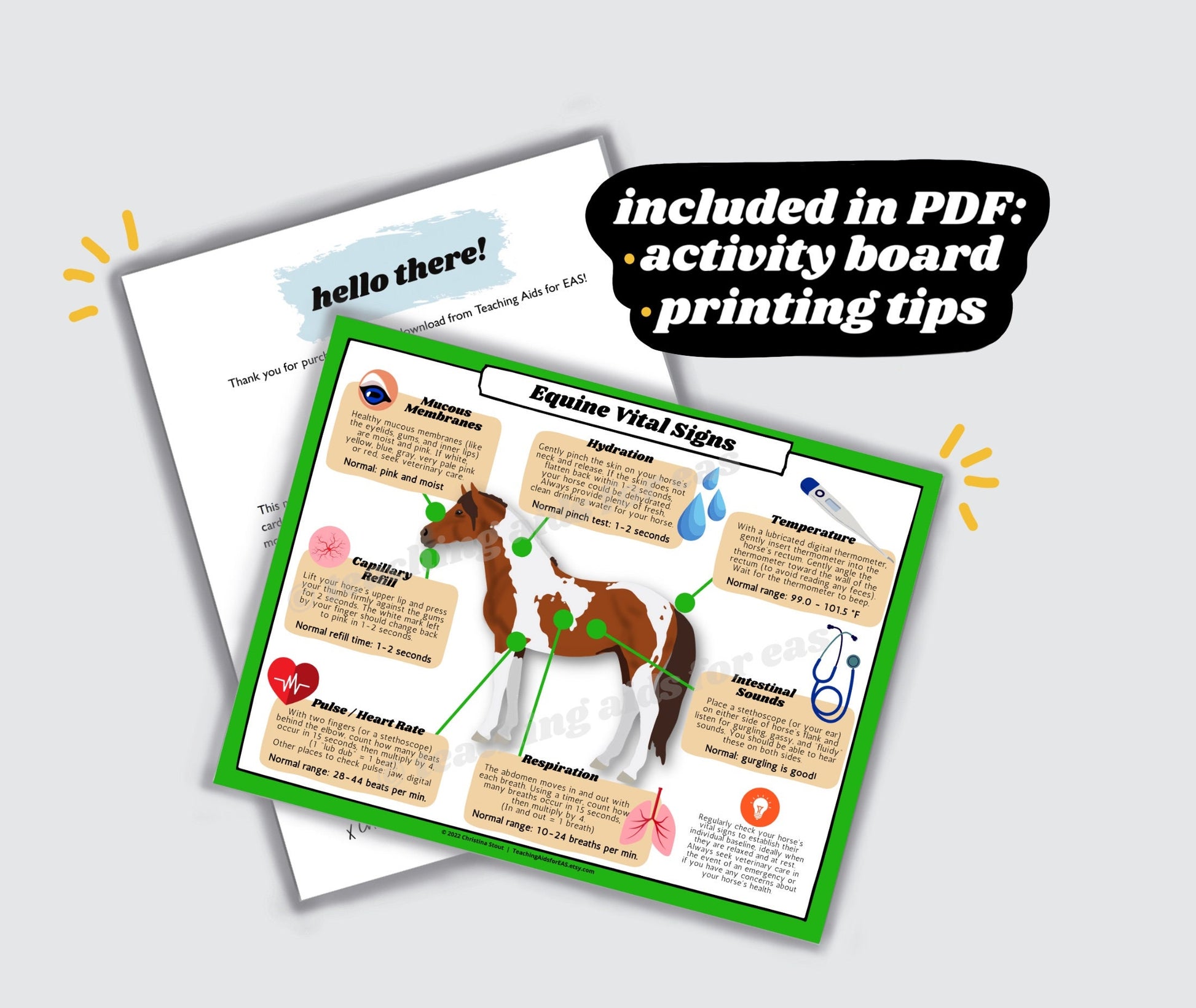 equine vital signs sheet (fahrenheit) - PDF download - Teaching Aids for EAS