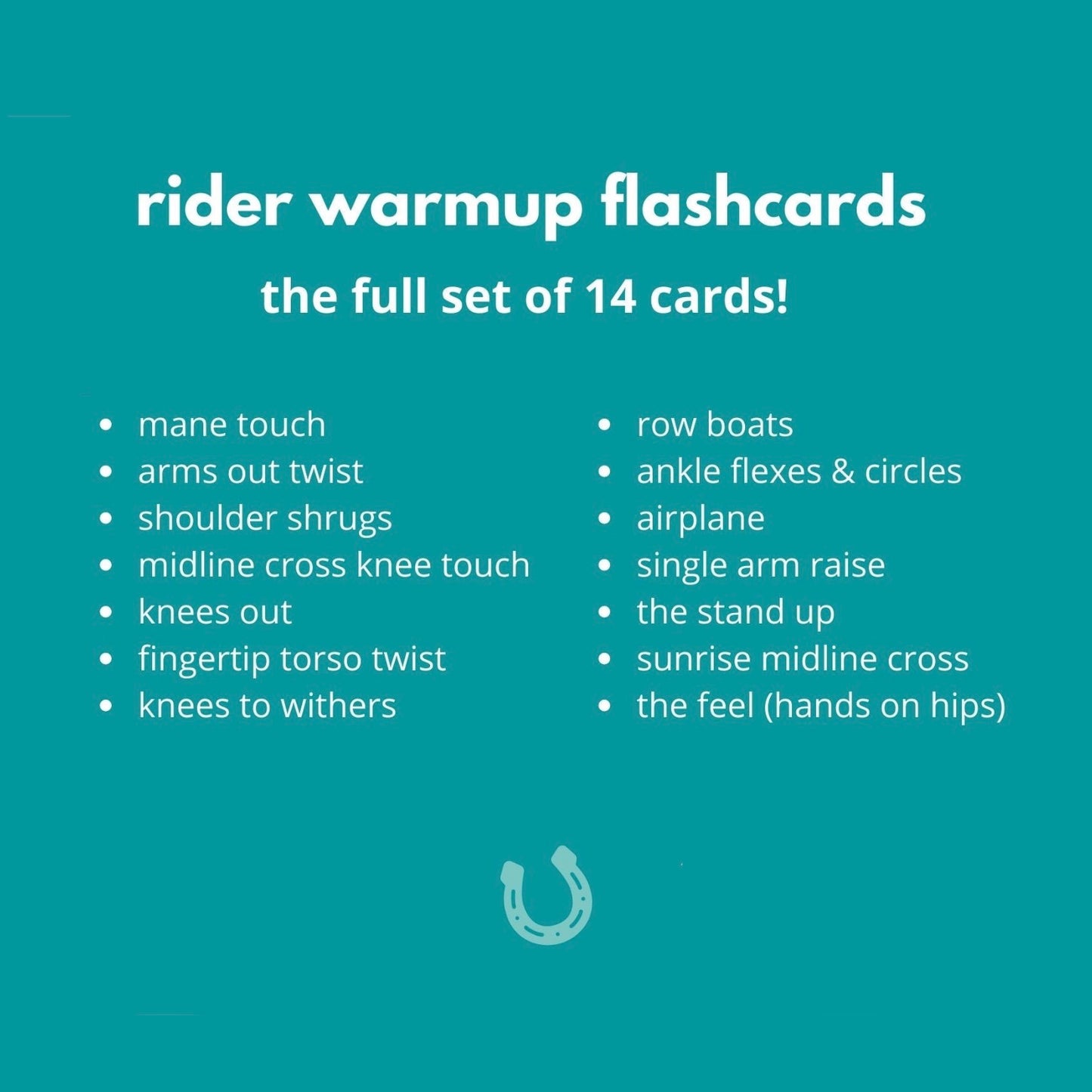 rider warmup flashcards - Teaching Aids for EAS